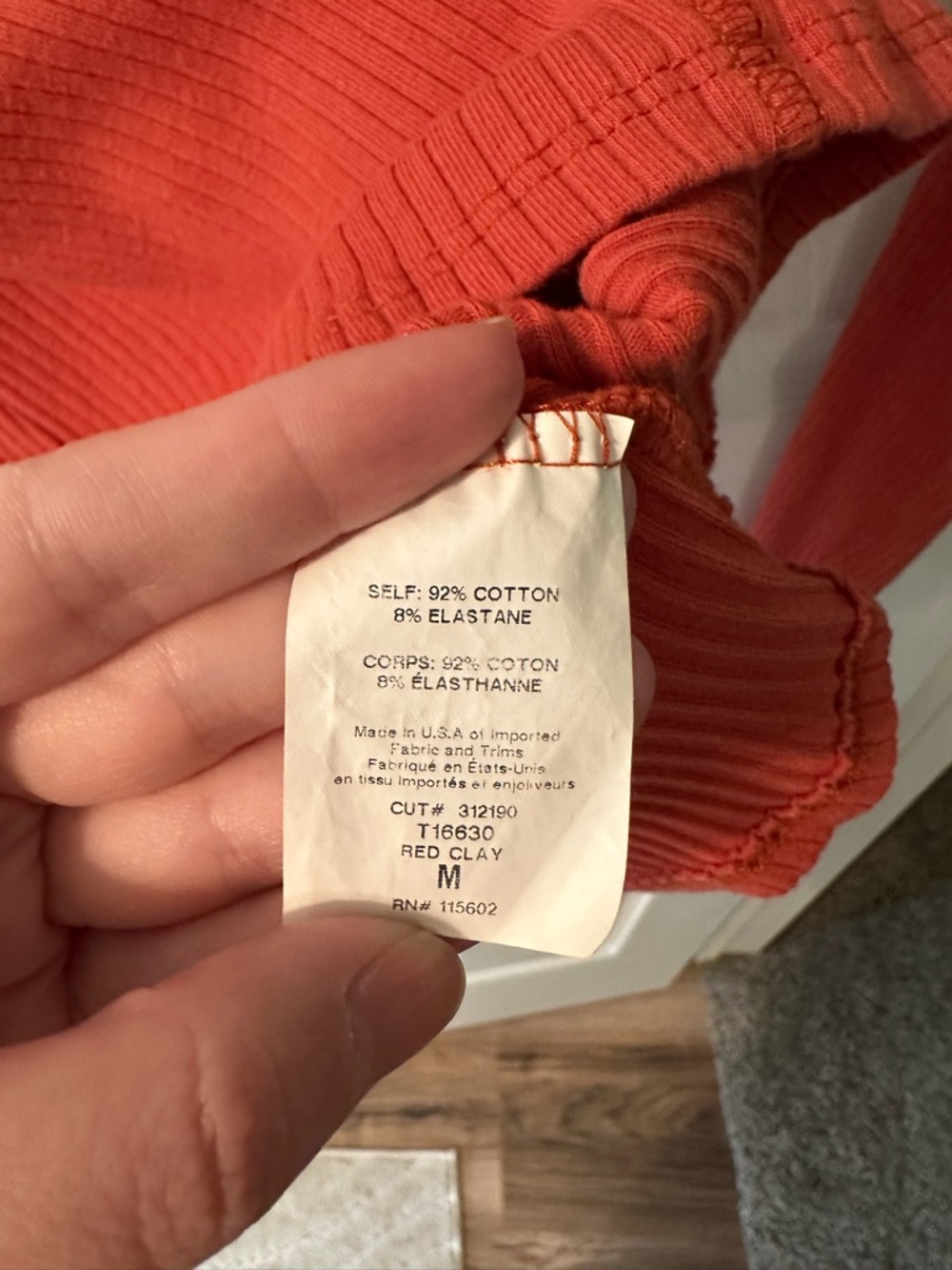 Ribbed Long-Sleeve Square Neck Top - Red Clay - Picture 3 of 4